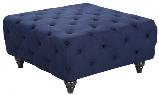 Holly Linen Ottoman blue