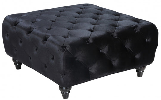 Holly Black Velvet Ottoman