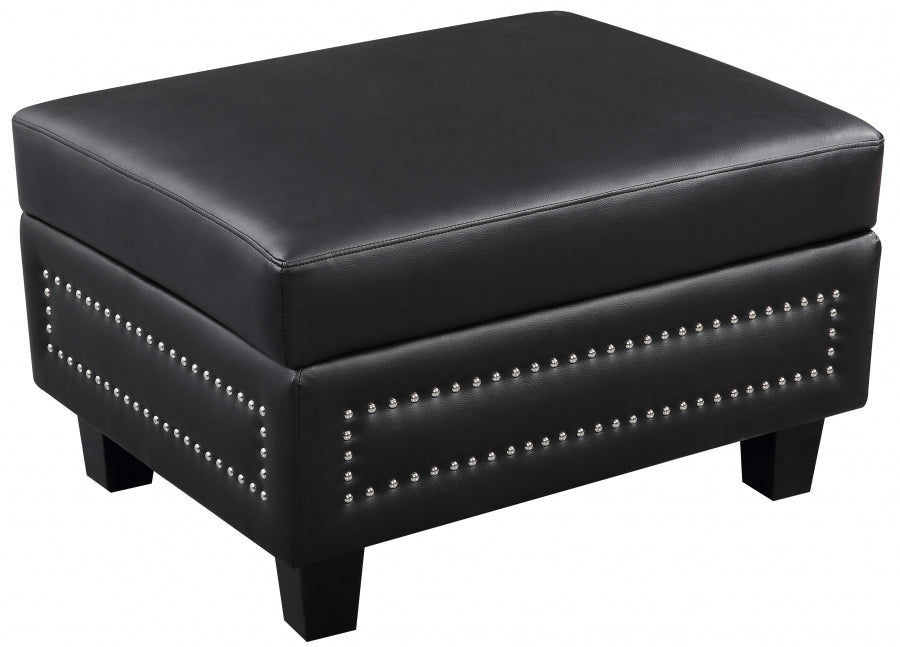 Lisa Leather Storage Ottoman black