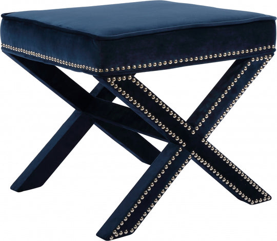 Nicky Velvet Ottoman | Bench blue