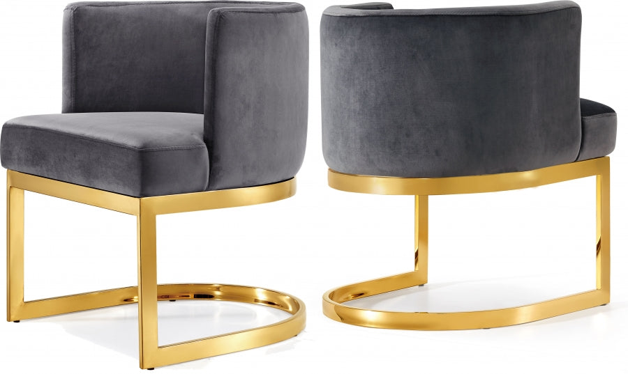 Eva Velvet Dining Chairs W/ Gold Base