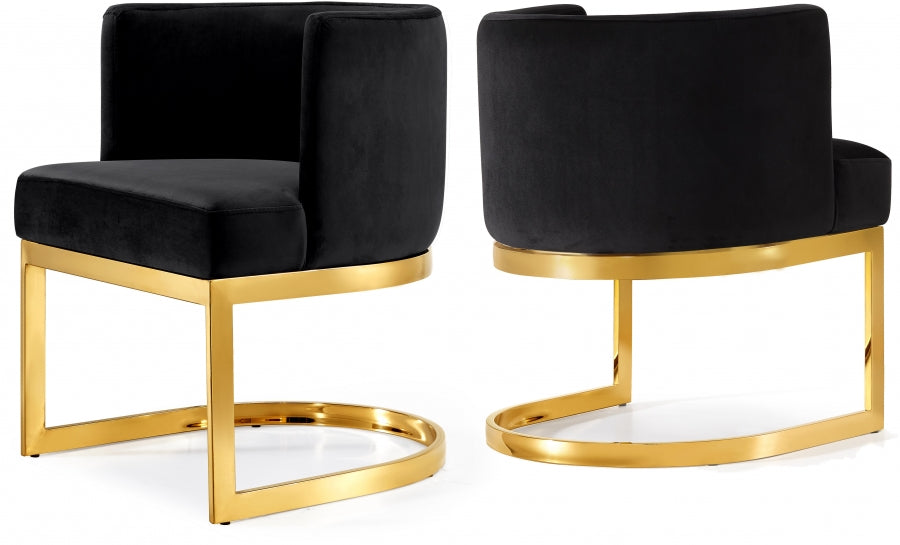 Eva Velvet Dining Chairs W/ Gold Base