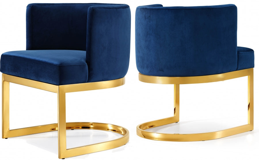 Eva Velvet Dining Chairs W/ Gold Base