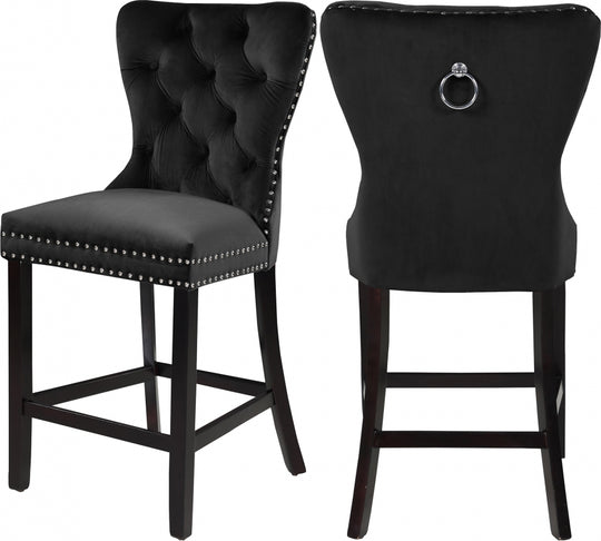 Darby Velvet Counter Stool (Set of 2) black