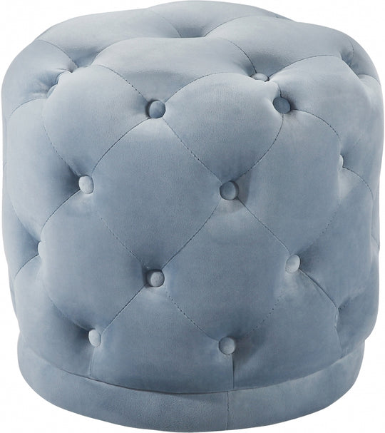 Peyton Velvet Ottoman | Stool light blue