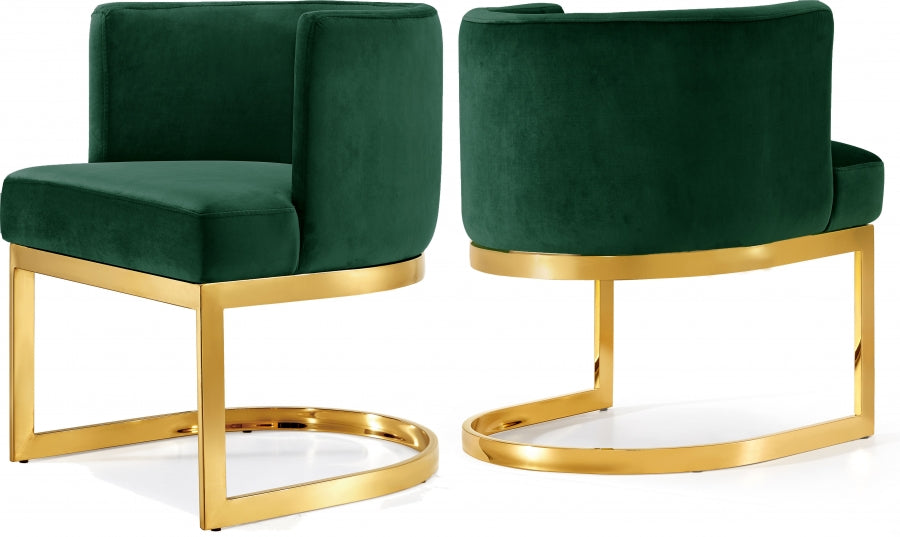 Eva Velvet Dining Chairs W/ Gold Base