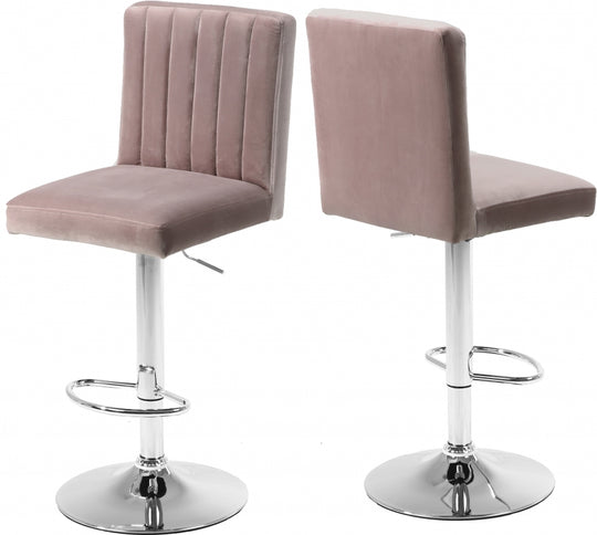 Ridge Velvet Adjustable Bar Counter Stool pink
