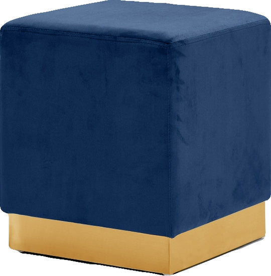 Chloe Velvet Ottoman | Stool (Gold) blue
