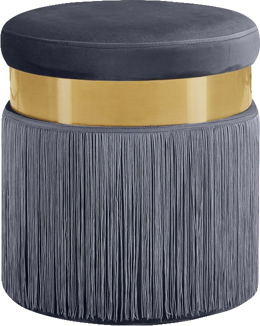 Brianna Velvet Ottoman | Stool grey