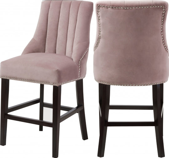 Celestina Velvet Counter Stool pink
