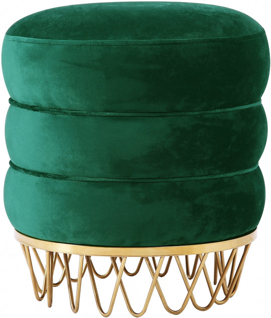 Crista Velvet Ottoman | Stool green