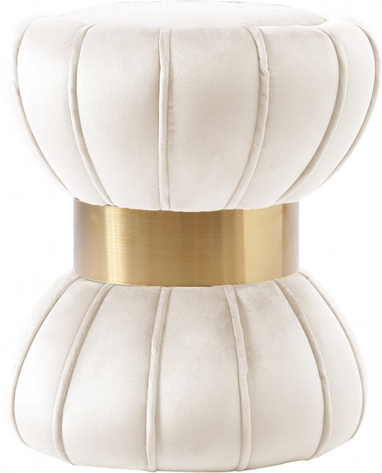Cindy Velvet Ottoman | Stool cream