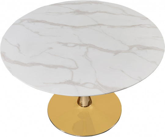 48" Marble Top Dining Table W/ Gold Base