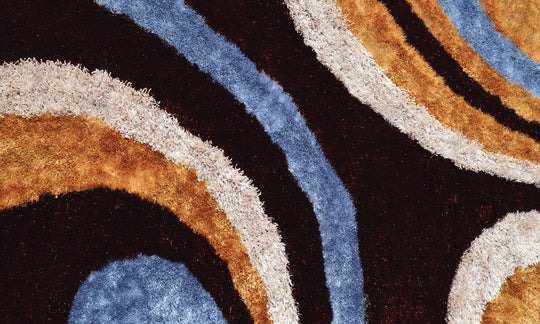 Shaggy Brown, White, Blue & Grey Rug