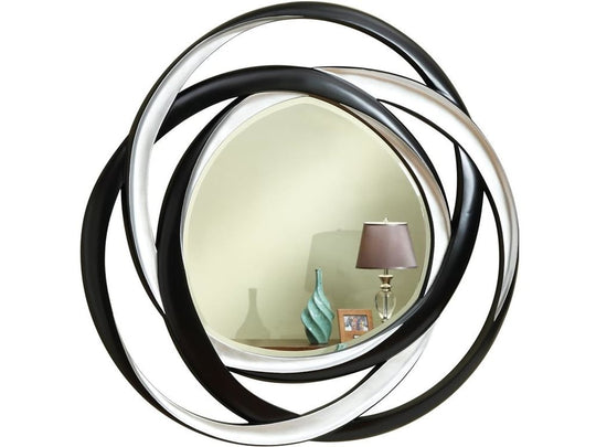 Adela Round Black and Silver Wall Mirror